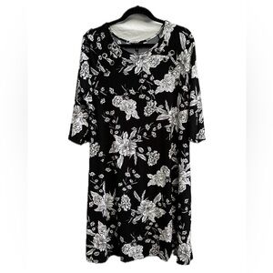 MSK Black and White Floral Tunic